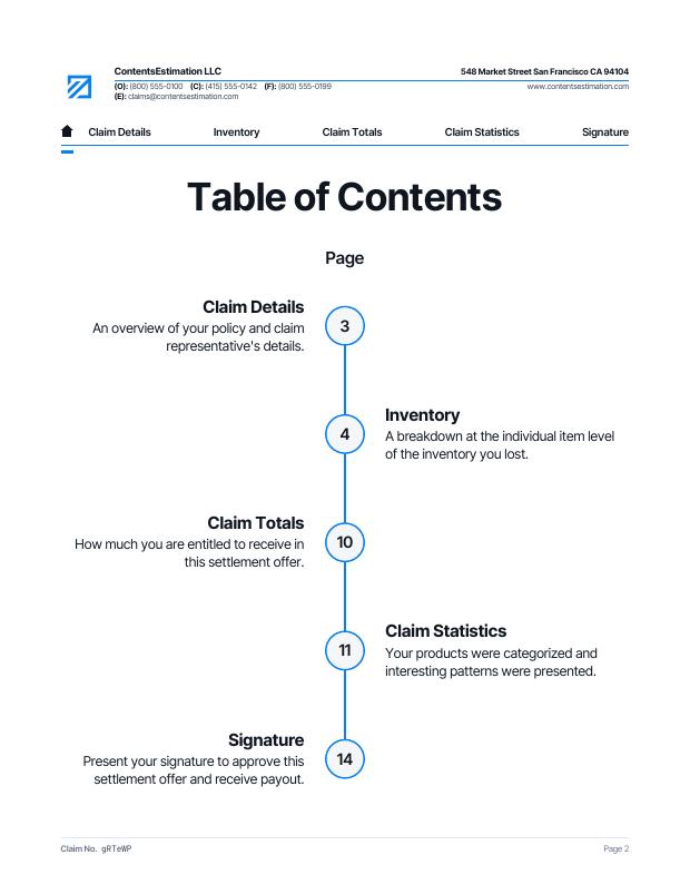 ContentsEstimation report page 2