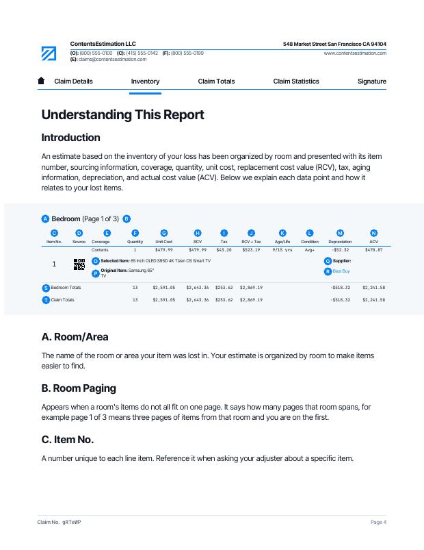 ContentsEstimation report page 4