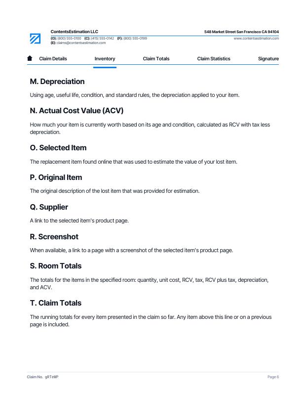 ContentsEstimation report page 6
