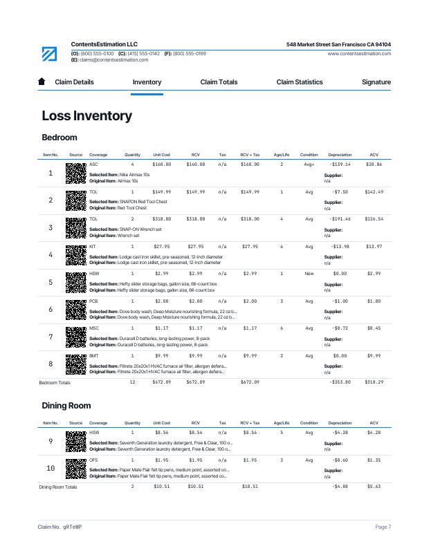 ContentsEstimation report page 7