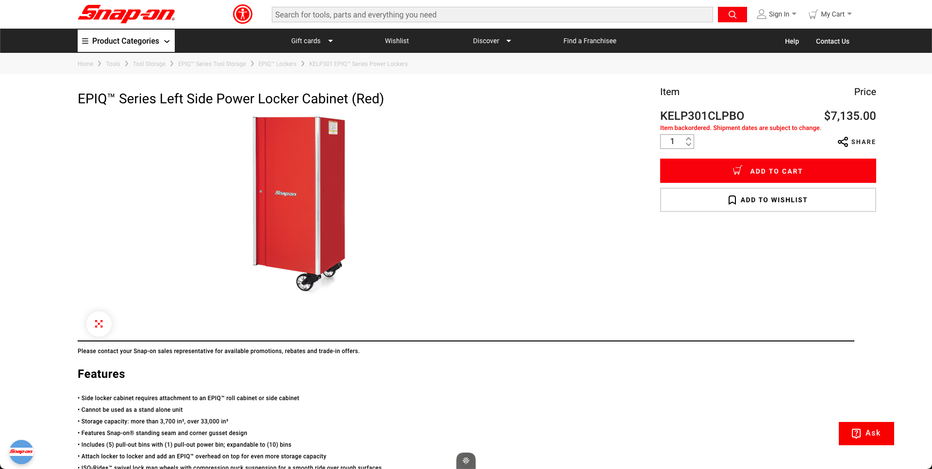 EPIQ Series Left Side Power Locker Cabinet